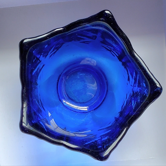 Upper Canada Tulip Shape Cobalt Blue Glass Candle Holders Set of 2 - Picture 9 of 9